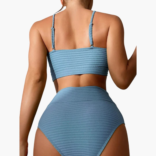 Women’s Bikini Set with High - Waisted Bottoms and Leopard Print