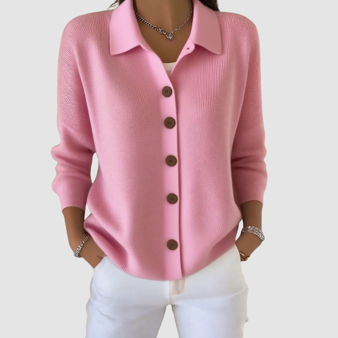Women's Knit Cardigan with Button-Up Closure and Relaxed Fit