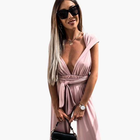 Women’s Jumpsuit with V-Neck and Wide-Leg