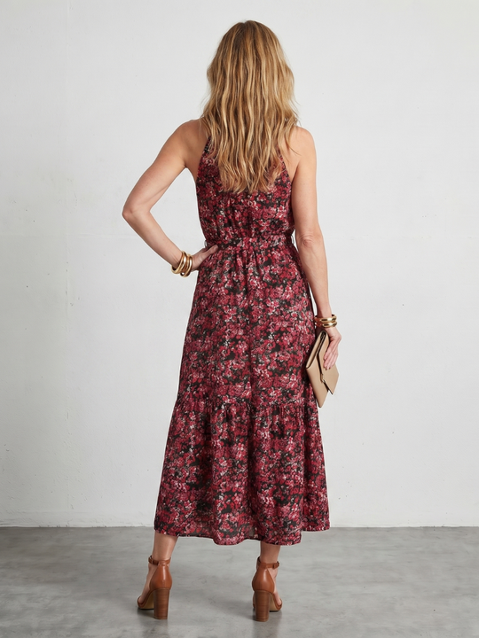 Anise | High Neck Floral Tiered Midi Dress