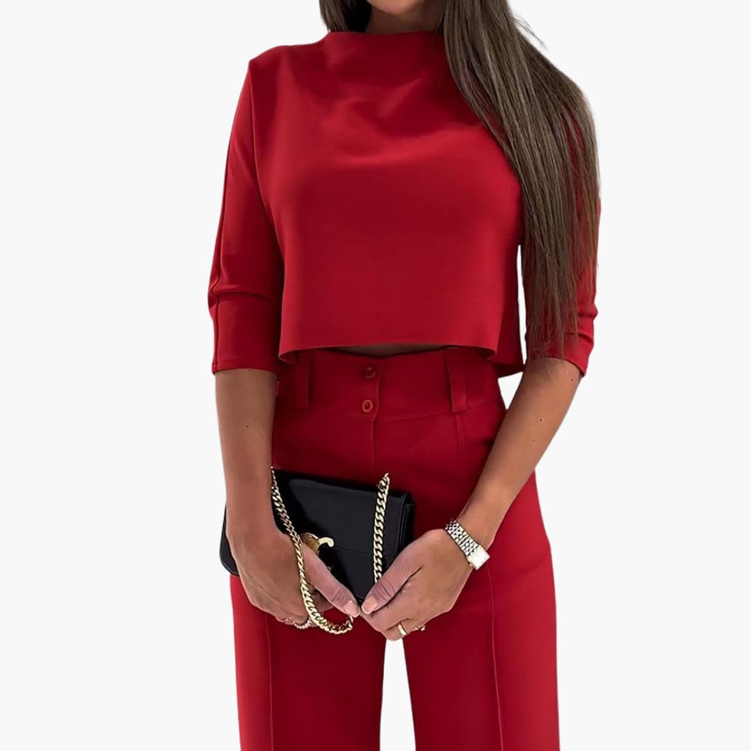 Women’s Two-Piece Set with Cropped Top and Trousers