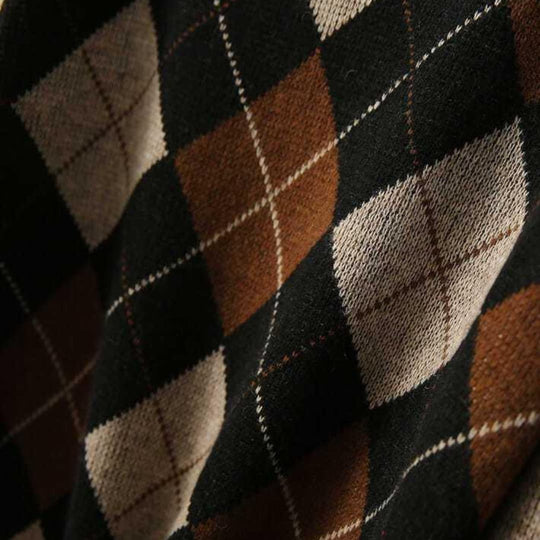 Women's Knit Sweater with Retro Stripes and Round Neckline