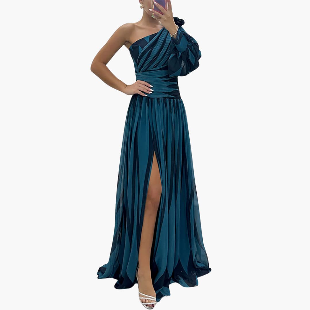 Women’s Maxi Dress with One Shoulder Design and Side Split