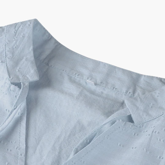 Women's Shirt Dress with Tie Neck and Side Pockets