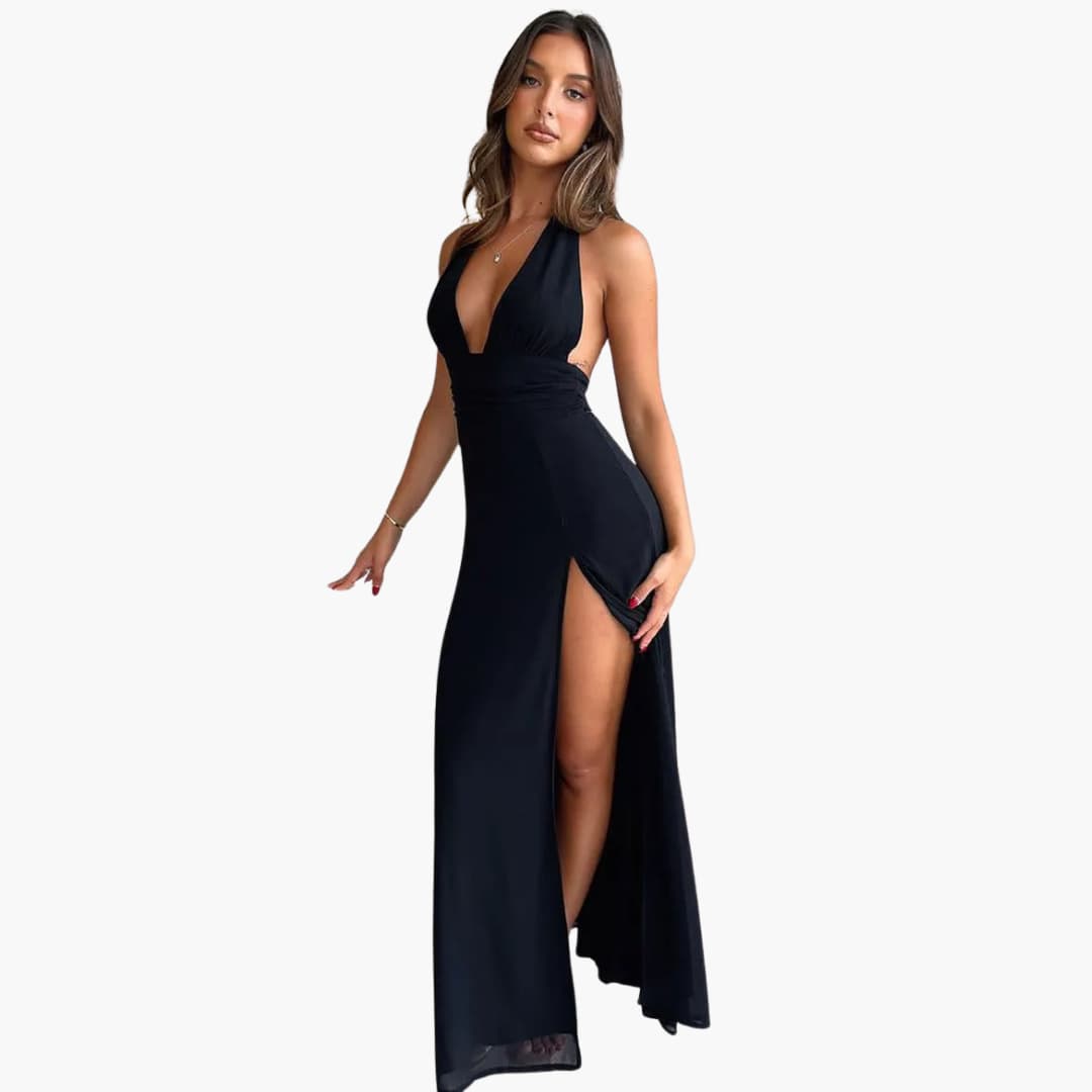 Women’s Maxi Dress with Halter Neck and Front Split
