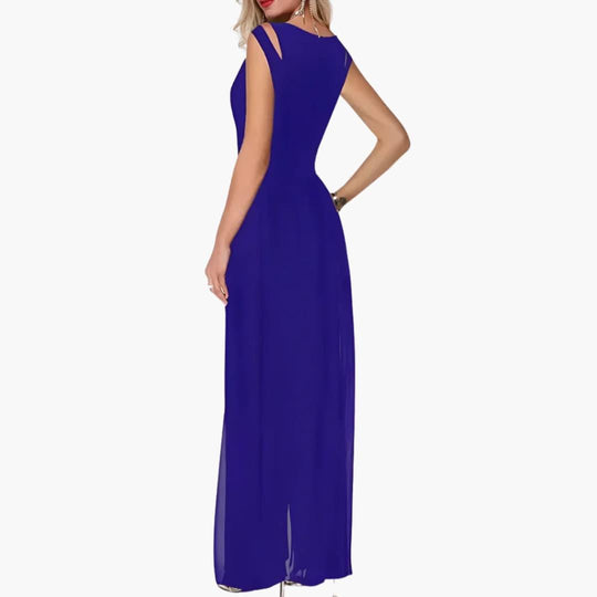 Women's Sleeveless Wide-Leg Jumpsuit with High-Rise Waist and Fluid Draping