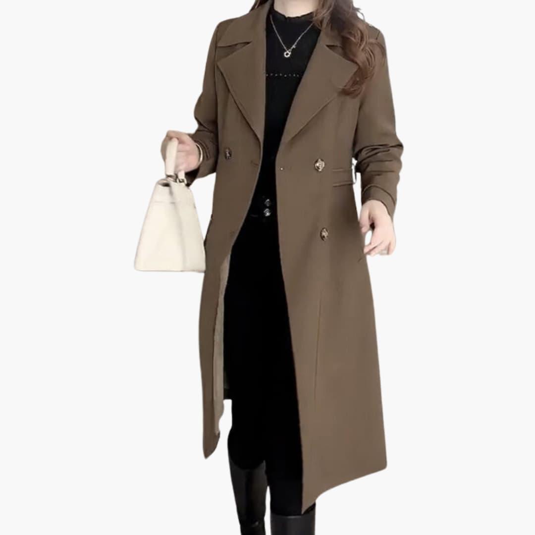 Women’s Trench Coat with Shaped Silhouette and Belted Waist