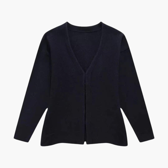 Women’s Slim-Fit Cardigan with Long Sleeves and Side-Split Hem