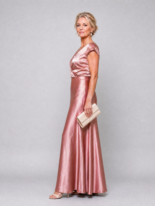 Samouse | Cap Sleeve Wrap Bodice Maxi Dress