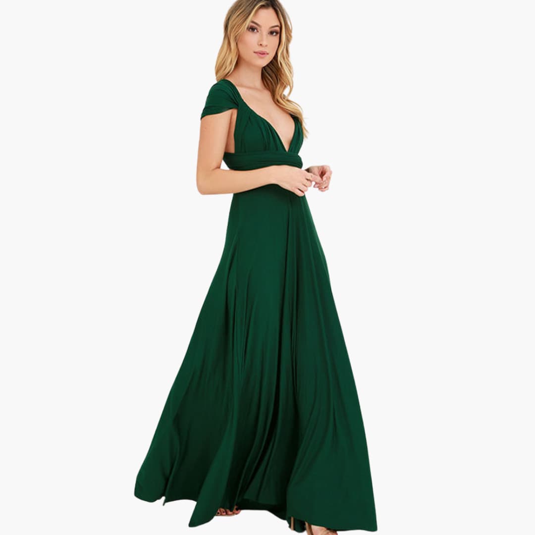 Women’s Convertible Maxi Dress with Backless Design and Adjustable Waist