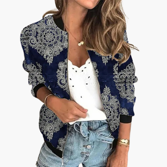 Women’s Jacket with Zip Fastening and Floral Print