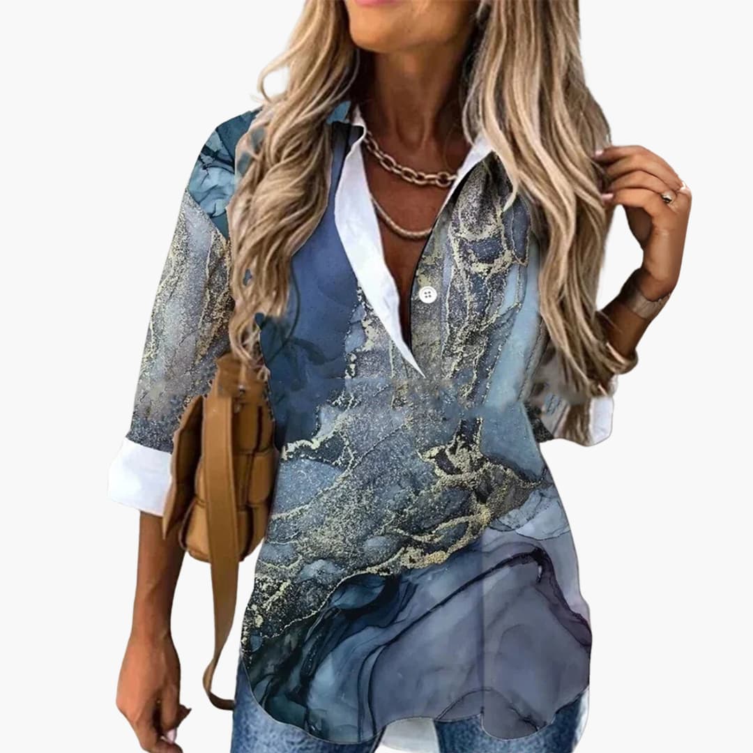 Women’s Blouse with Collar and Button Fastening