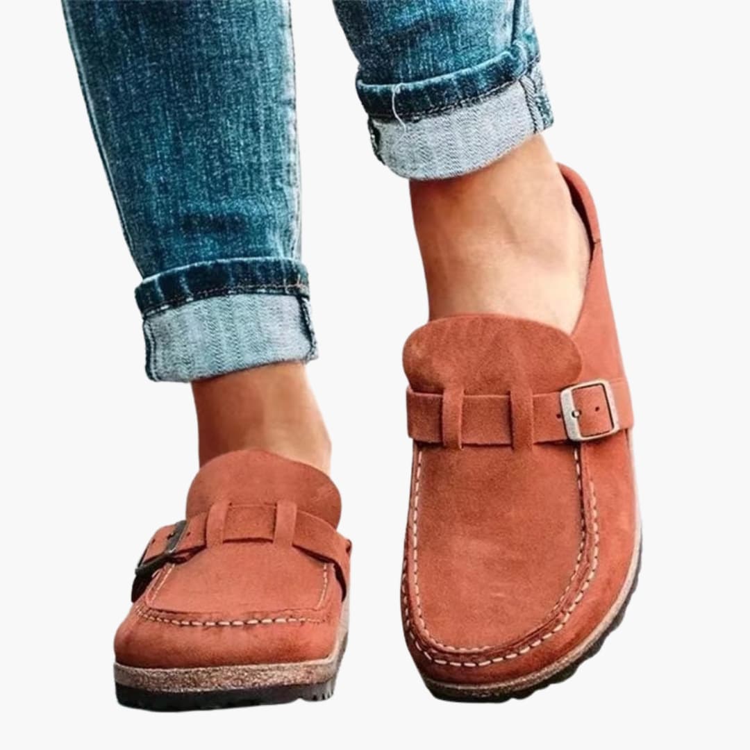Women’s Slip-On Loafers with Strap and Buckle