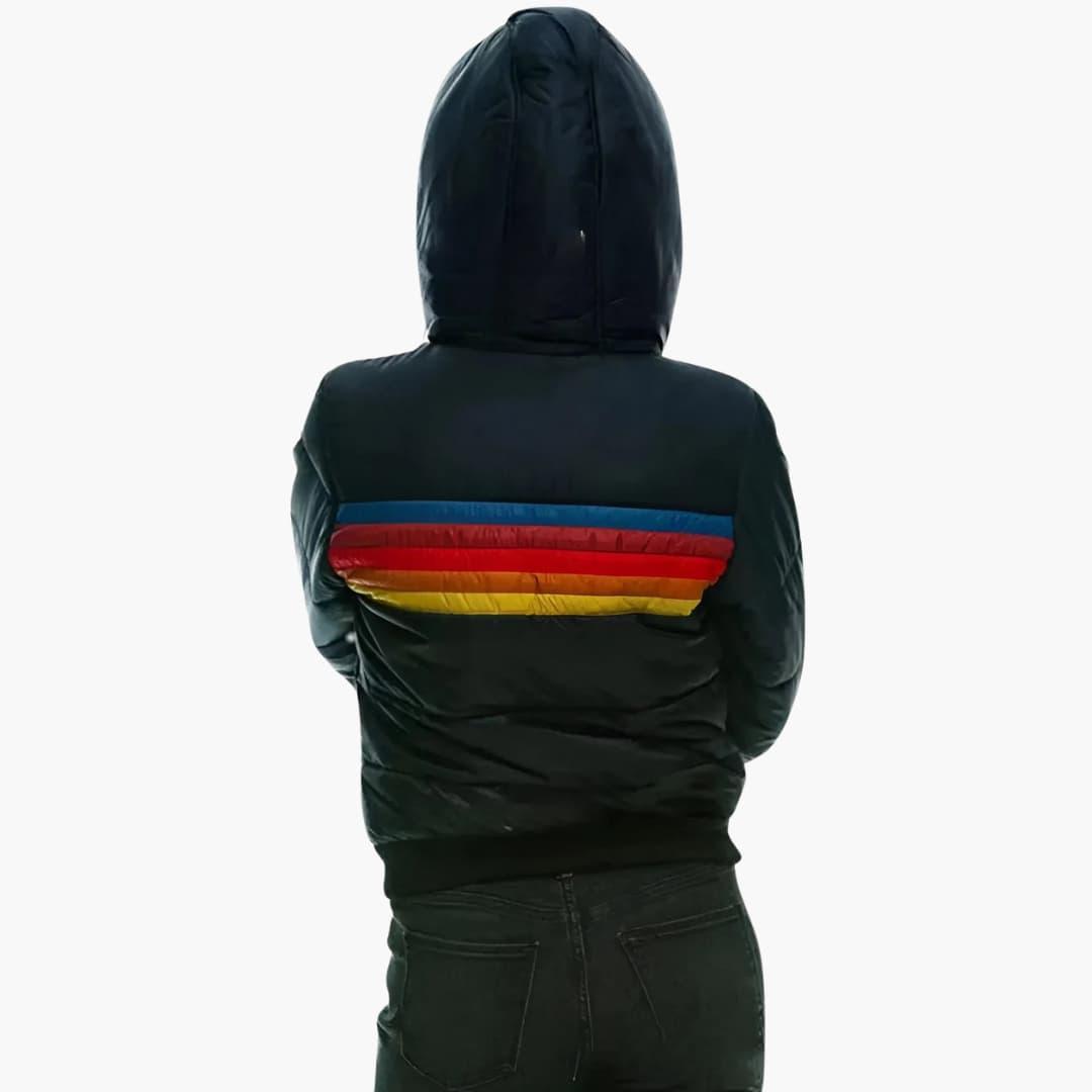 Women’s Puffer Jacket with Adjustable Hood and Full Zip