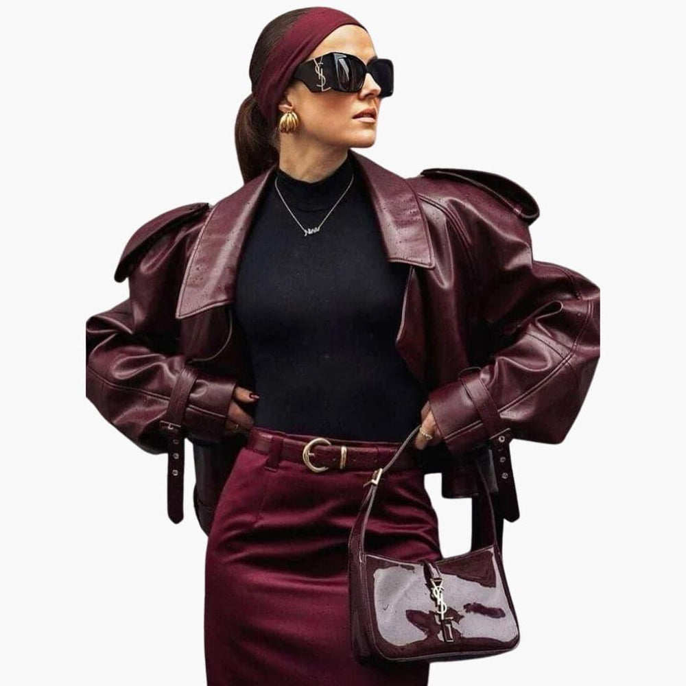 Women’s Cropped Coat with Shaped Silhouette and Long Sleeves