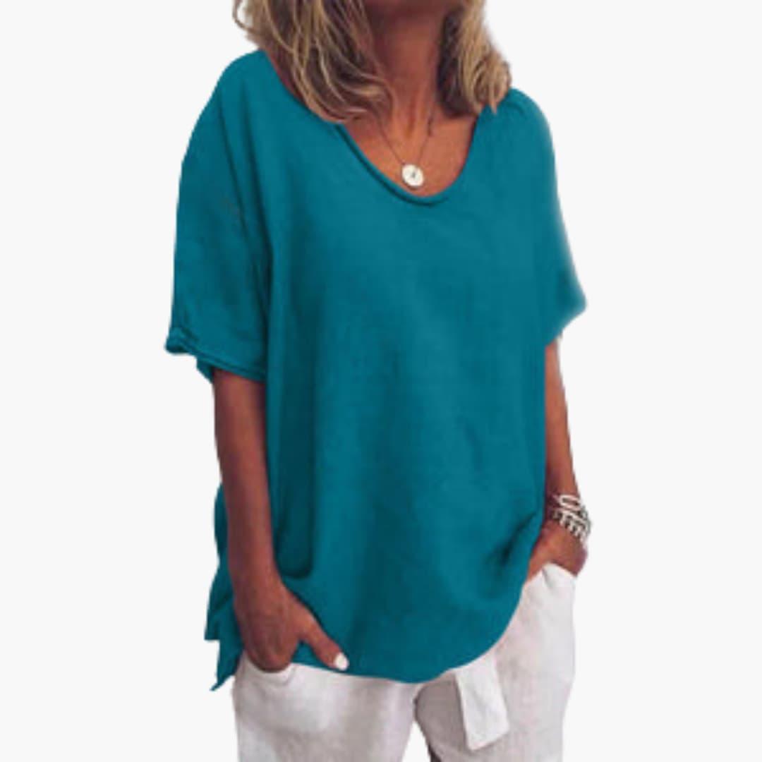 Women's Chiffon Blouse with Long Sleeves and Relaxed Fit