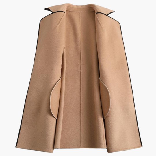 Women’s Double - Breasted Trench Coat with Wool - Blend Wrap and Tailored Fit