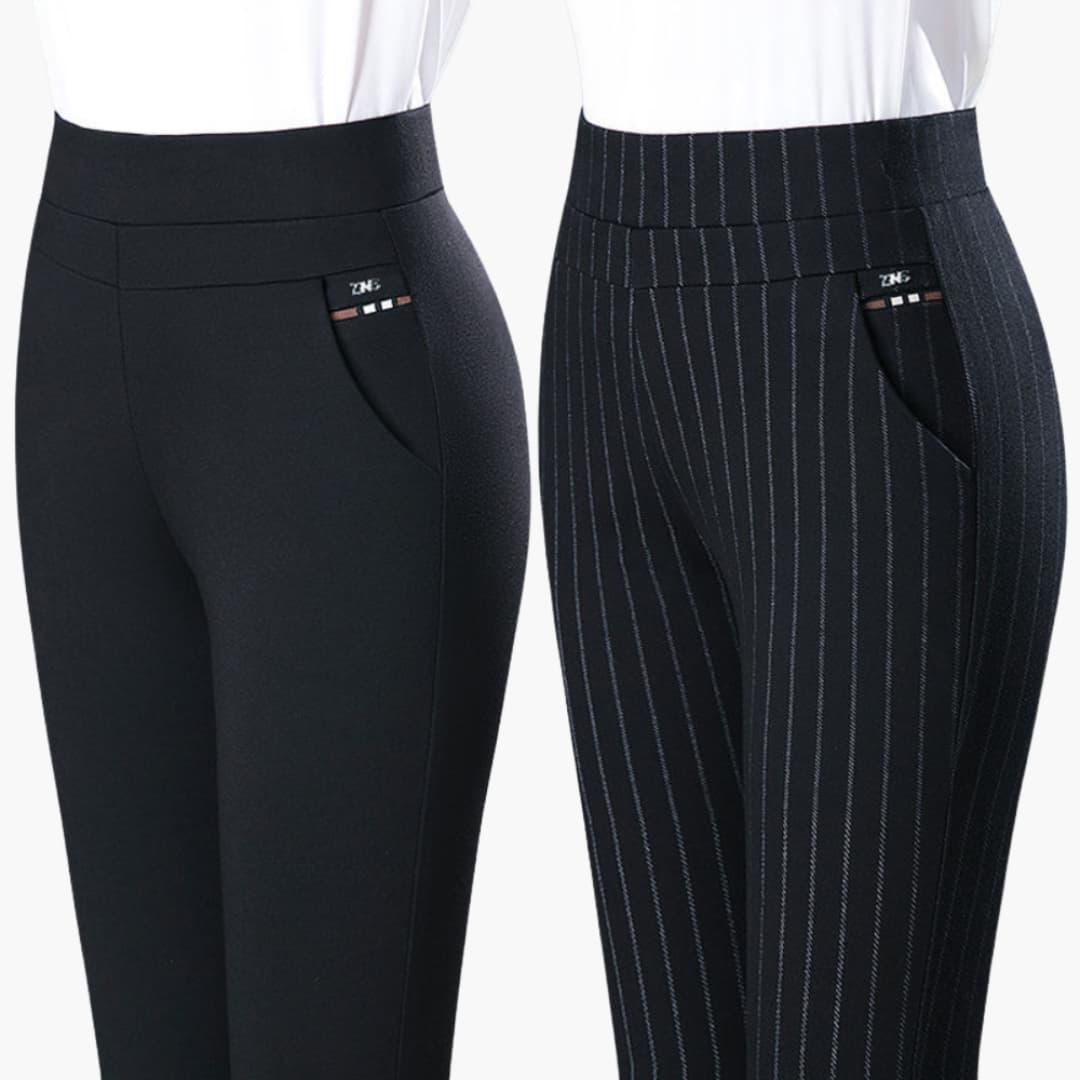Women's High-Waisted Trousers with Slim Fit and Full Length