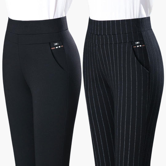 Women's High-Waisted Trousers with Slim Fit and Full Length