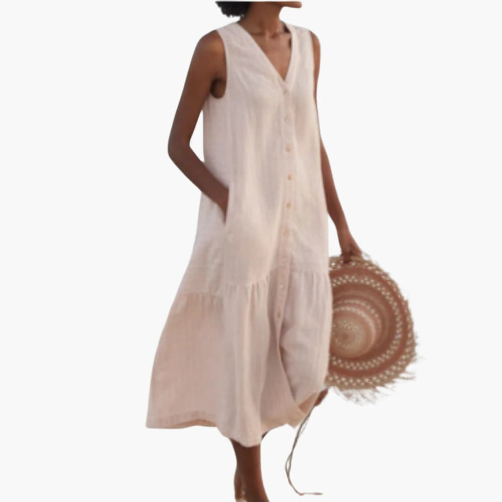 Button-Down Midi Dress for Women - Casual Summer Style - Made by Jessica