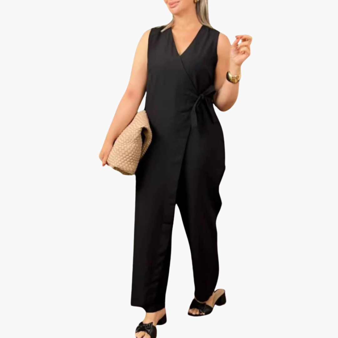 Women’s Jumpsuit with Wrap Front and Tie