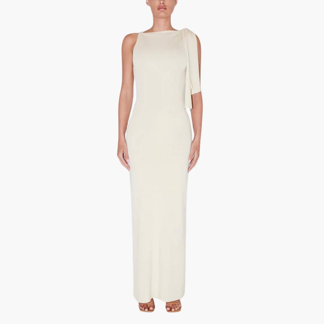 Women’s One-Shoulder Maxi Dress with Knotted Detail