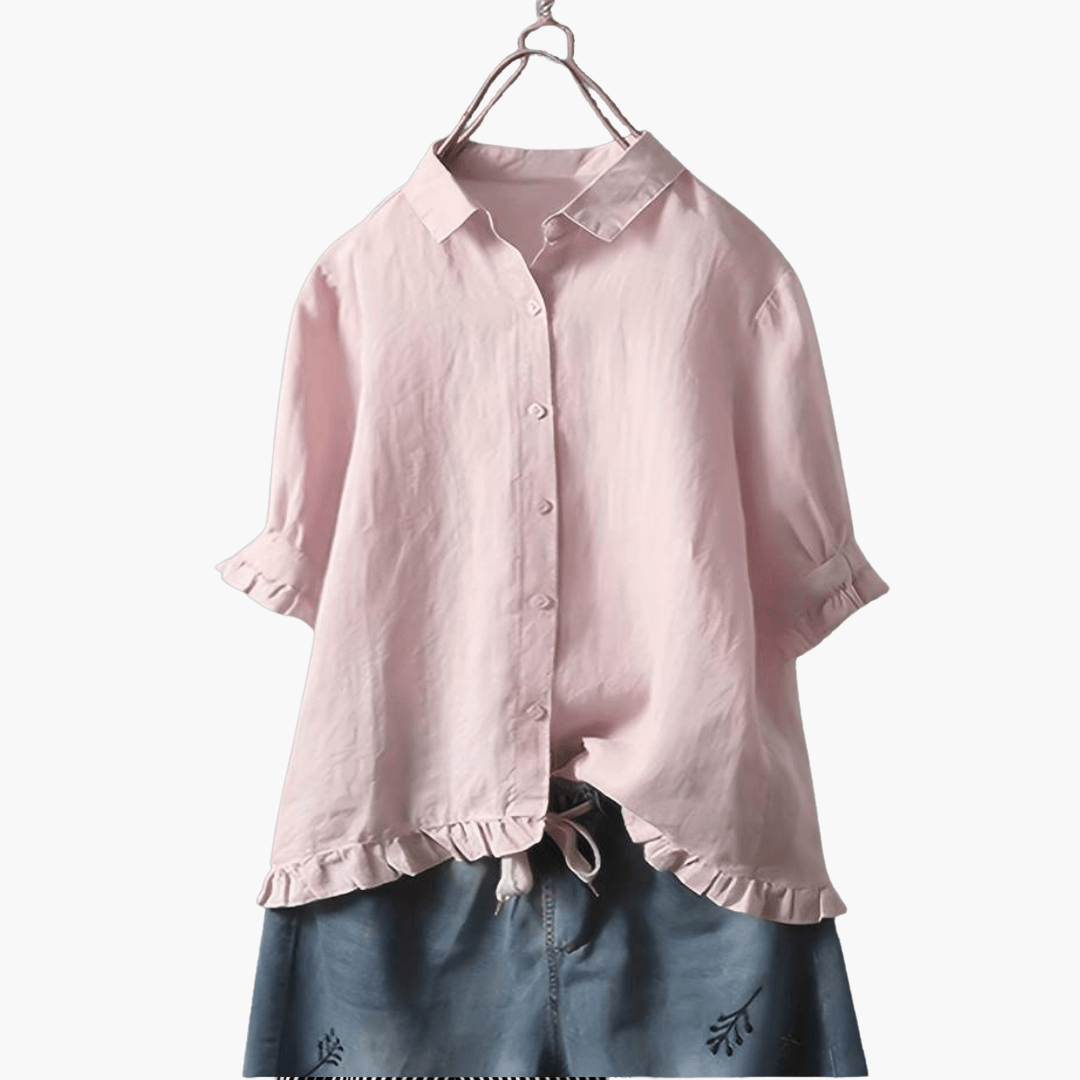 Women’s Blouse with V-Neck and Long Sleeves