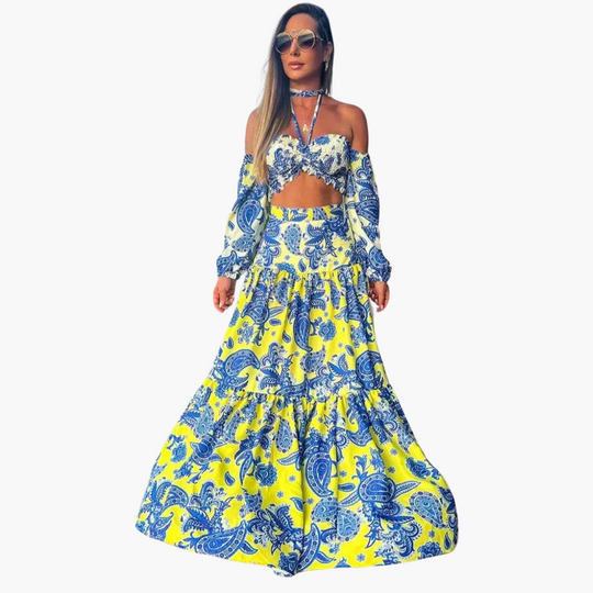 Women's Two - Piece Set with Crop Top and Maxi Skirt