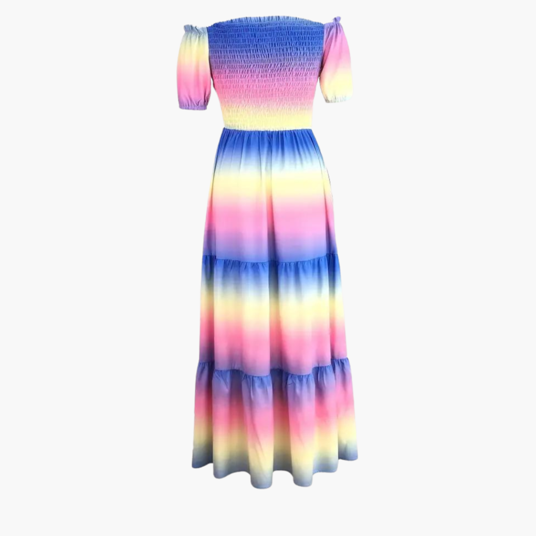 Women’s Off-Shoulder Layered Summer Dress with Casual Look