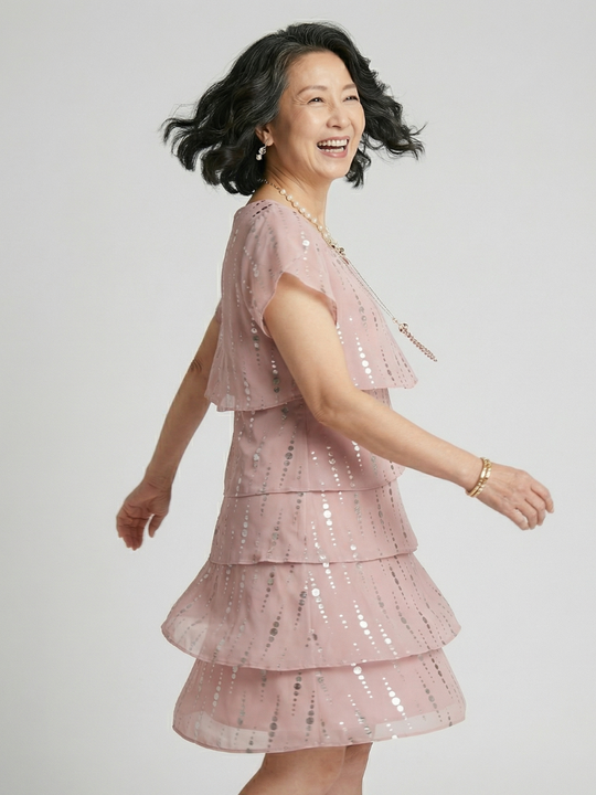 Makena | Poised Dot Line Knee Length Dress