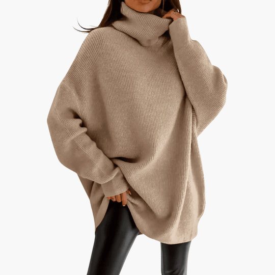 Women's Oversized Jumper with Longline Silhouette and Long Sleeves