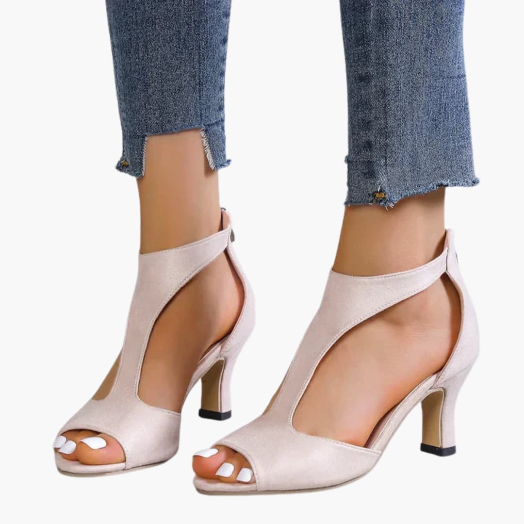 Women's Heels with Peep Toe and Zipper