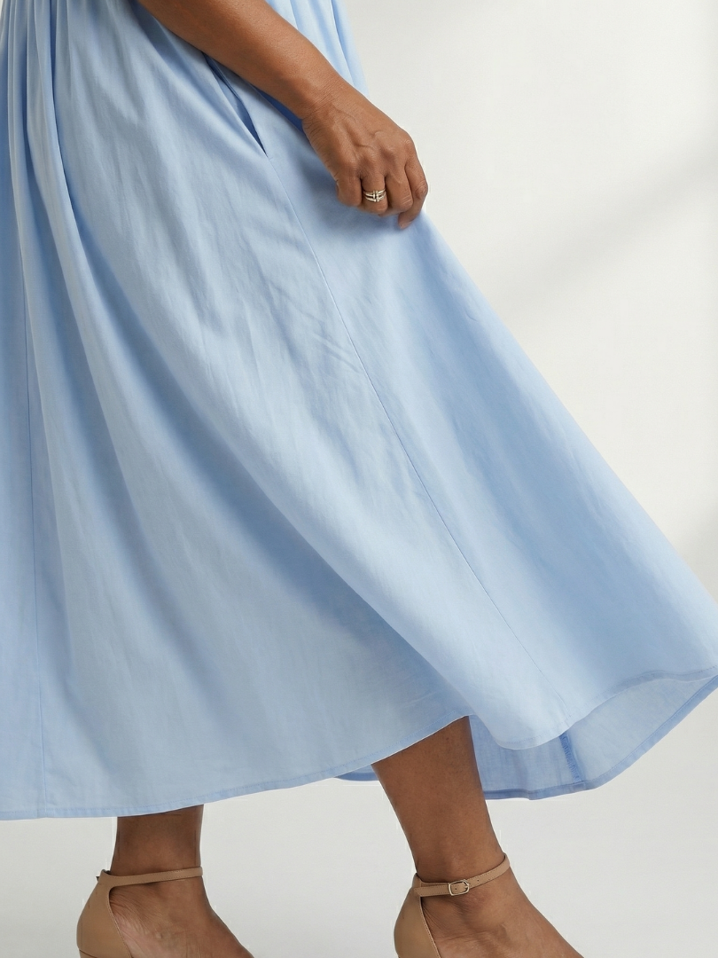 Ciren | Simple Gather Midi Dress