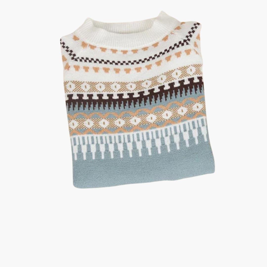 Women’s Knitted Jumper with Long Sleeves and Colourful Stripes