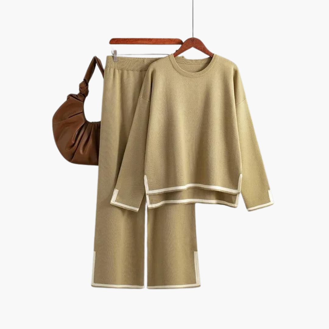 Women’s Two-Piece Set with Long-Sleeve Top and Matching Trousers