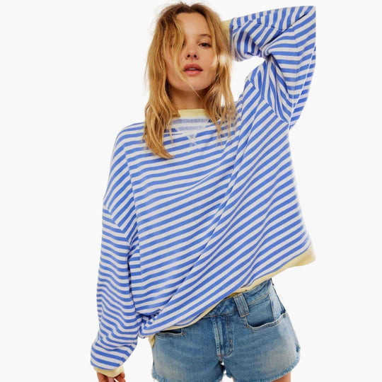 Women's Relaxed-Fit Jumper with Crew Neck and Long Sleeves