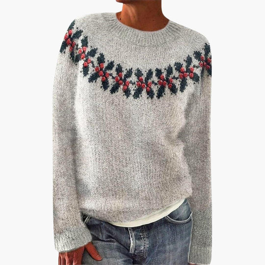 Women's Winter Jumper with Festive Reindeer Pattern