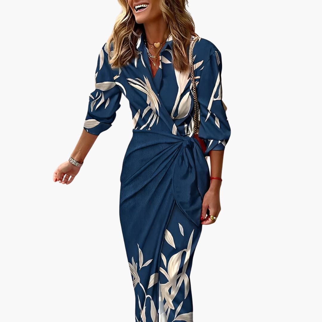 Women’s Midi Dress with Knot and Stripes
