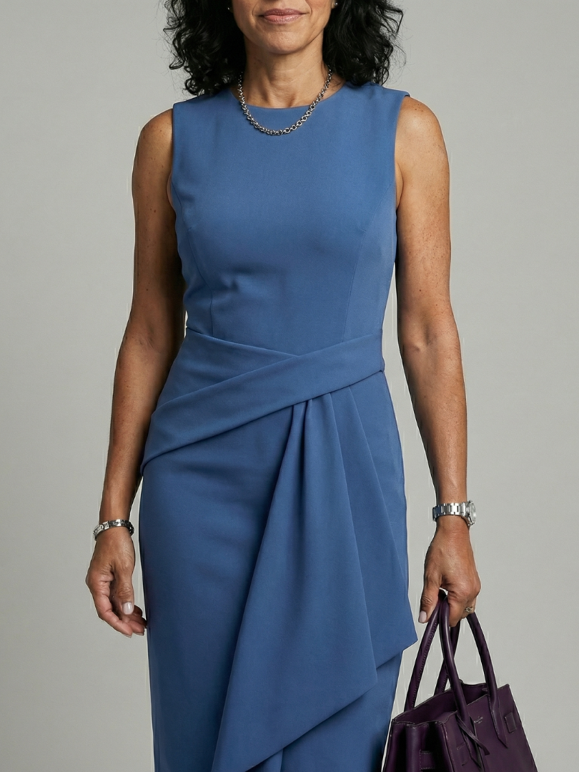 Oriel | Asymmetric Drape Midi Dress