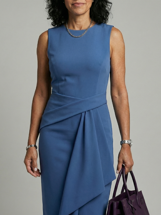 Oriel | Asymmetric Drape Midi Dress