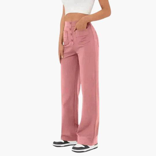Women's Casual Trousers with Waistband and Front Pockets