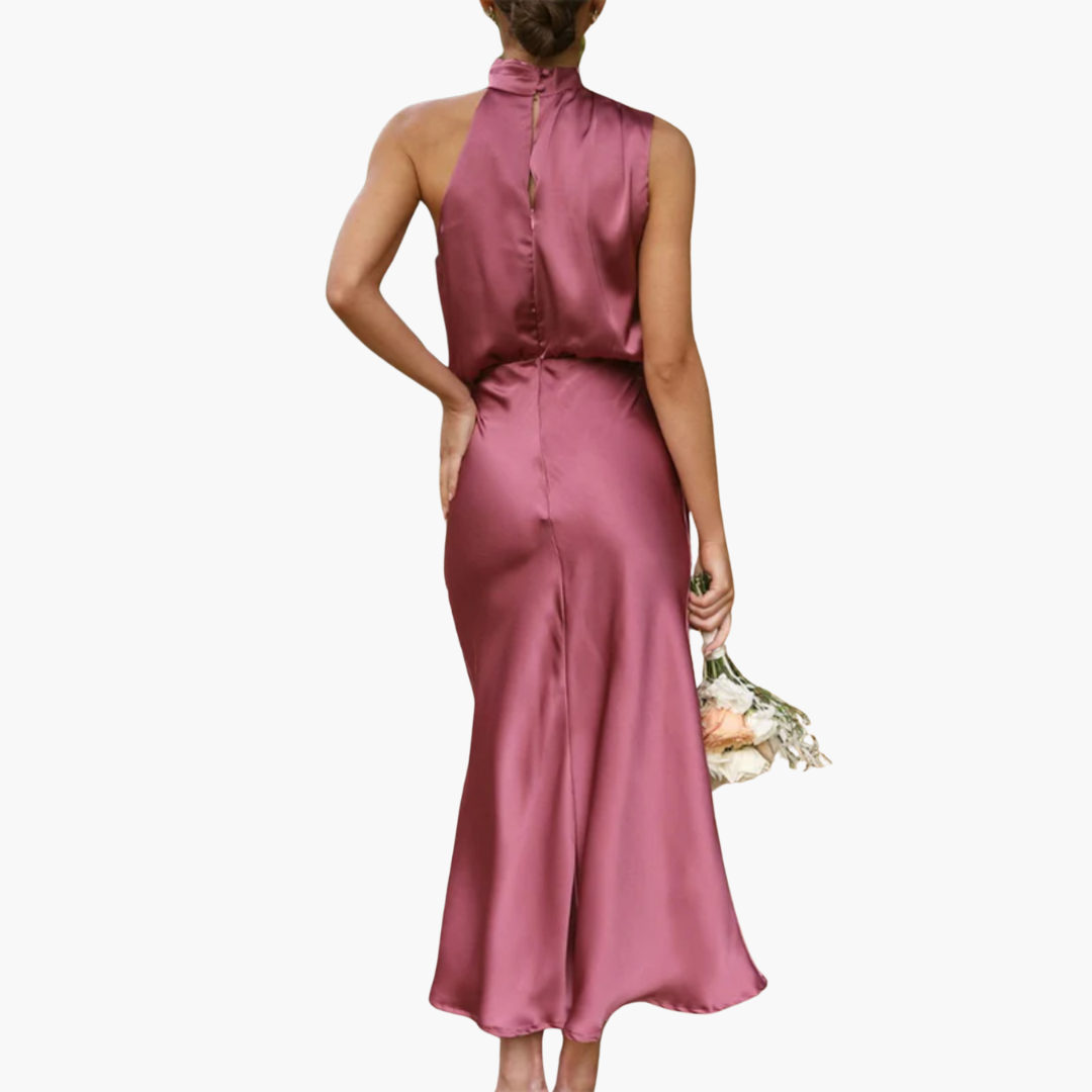 Women’s Gown with One-Shoulder and Draped Neckline