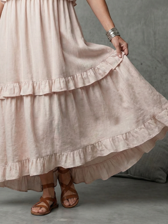 Katia | Tiered Ruffle Halter Maxi Dress
