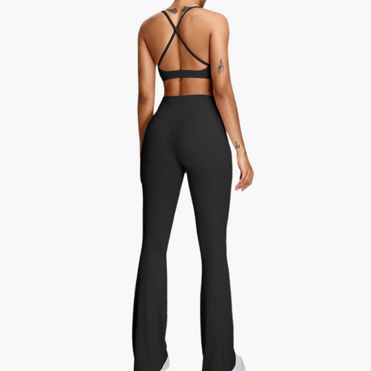 Women’s Activewear Co Ord Set with Sports Bra and Flared Trousers