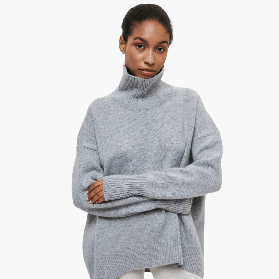 Women's Ribbed Turtleneck Jumper with Long Sleeves and Fitted Silhouette