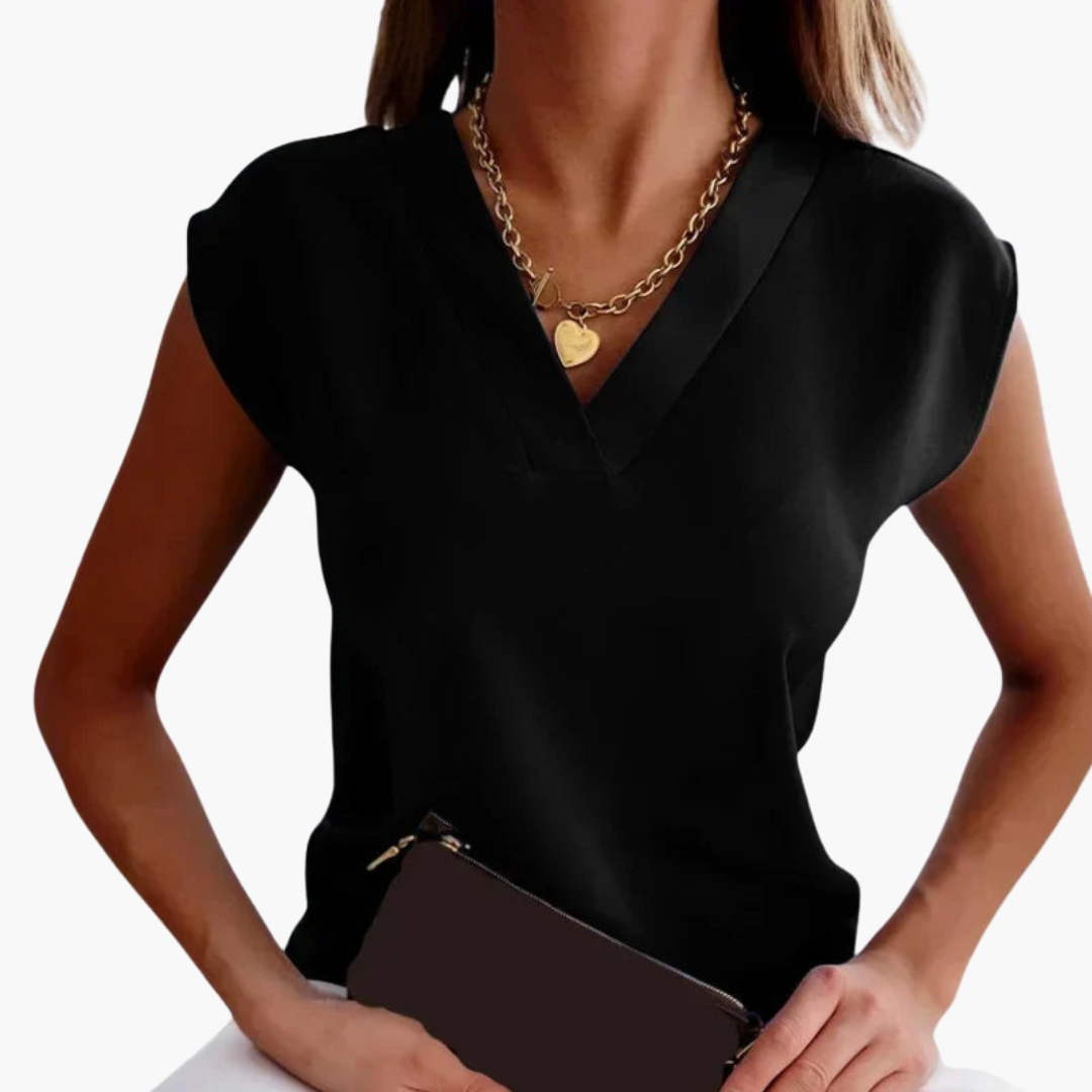 Women’s Blouse with V-Neck and Woven Construction