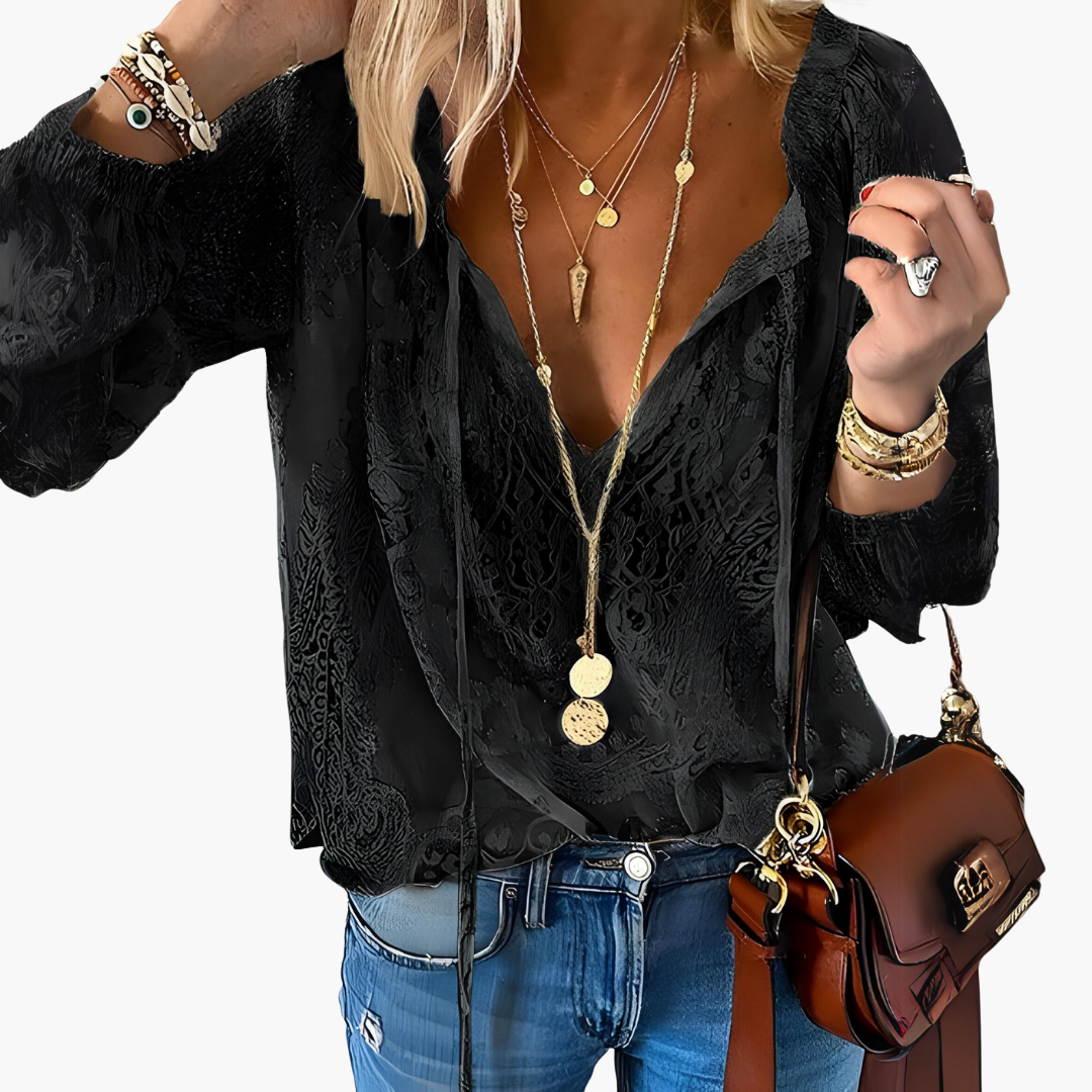 Boho Blouse for Women - Elegant Slit Neckline & Airy Style - Made by Jessica