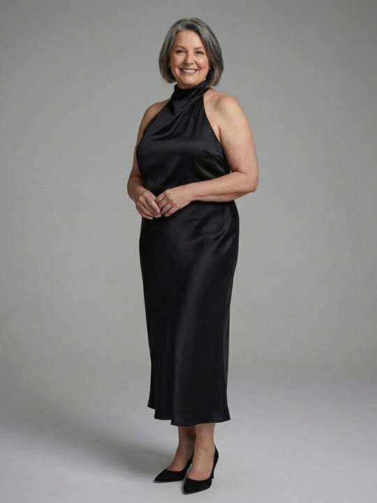 Rivelle | Halter Draped Midi Dress