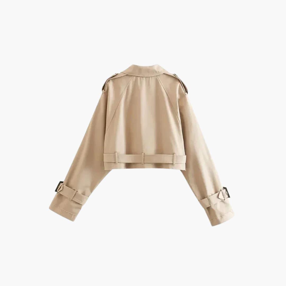 Women’s Cropped Jacket with Adjustable Belt and Structured Fit