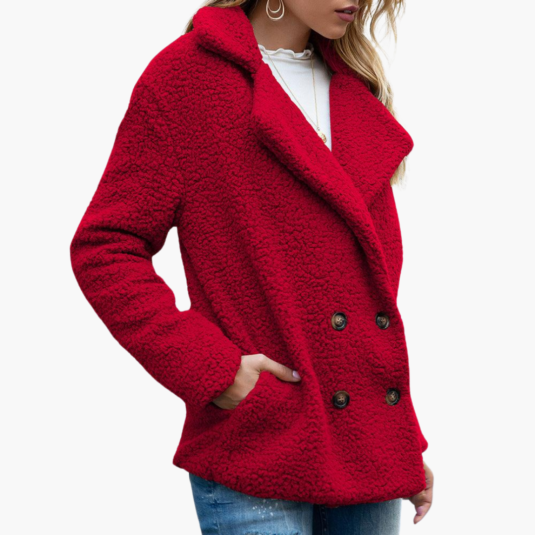 Women’s Oversized Faux Fur Jacket with Lapel Collar and Relaxed Fit